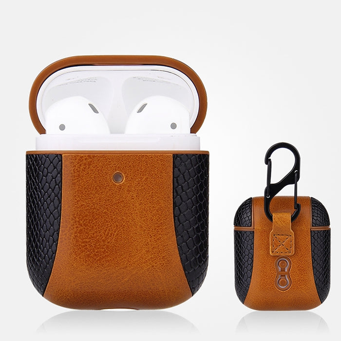 Funda protectora a prueba de golpes con auriculares de cuero con tapa a juego para Apple AirPods 1/2