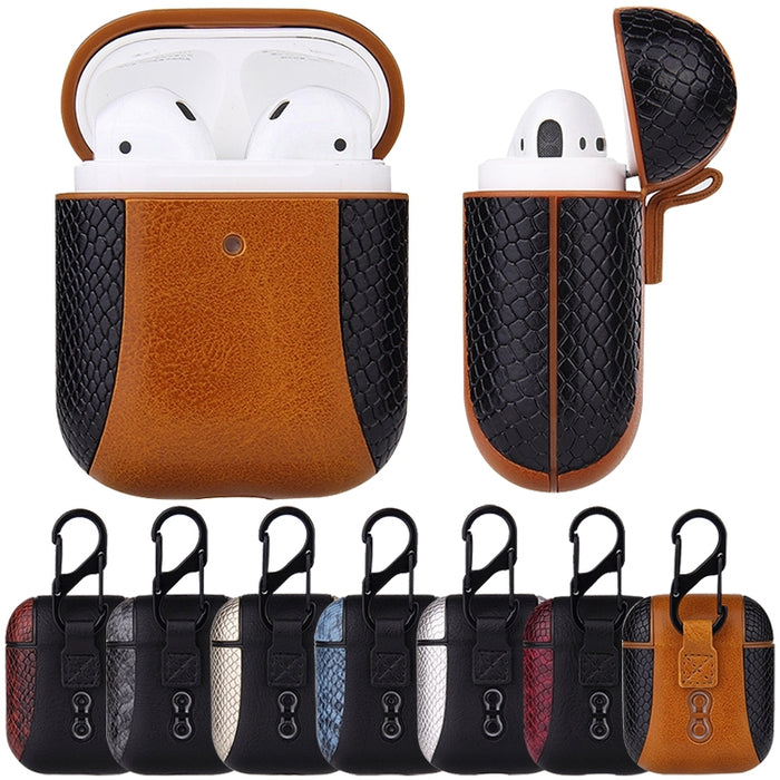 Funda protectora a prueba de golpes con auriculares de cuero con tapa a juego para Apple AirPods 1/2