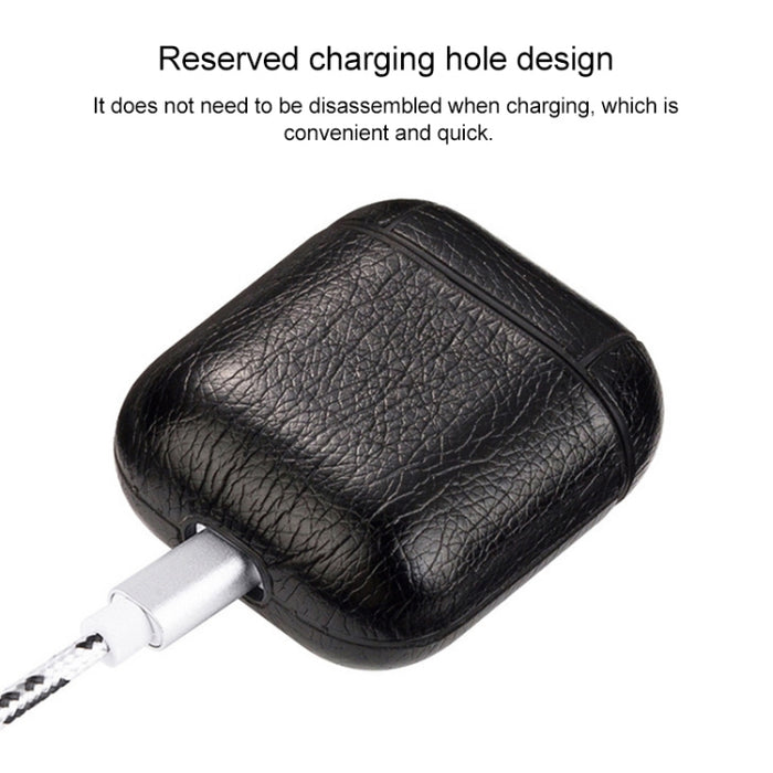 Auriculares inalámbricos Litchi Texture Funda protectora de silicona a prueba de golpes para Apple AirPods 1/2
