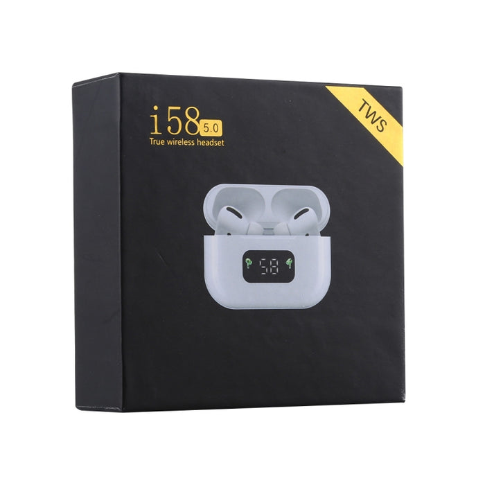 i58 TWS Bluetooth 5.0 Touch Auricular inalámbrico Bluetooth para equipos de sistema IOS, con caja de carga de atracción magnética y pantalla digital inteligente, compatible con Siri