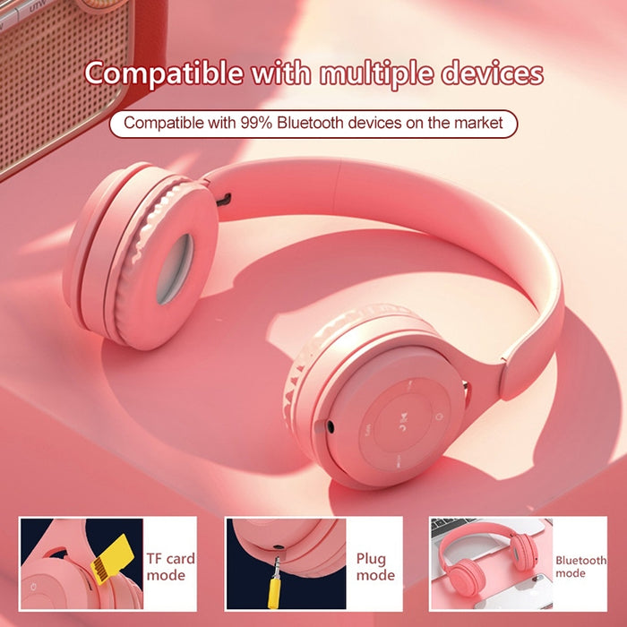 Auriculares Bluetooth Macaron con calidad de sonido de alta fidelidad Y08, compatible con llamadas, tarjeta TF y AUX de 3,5 mm