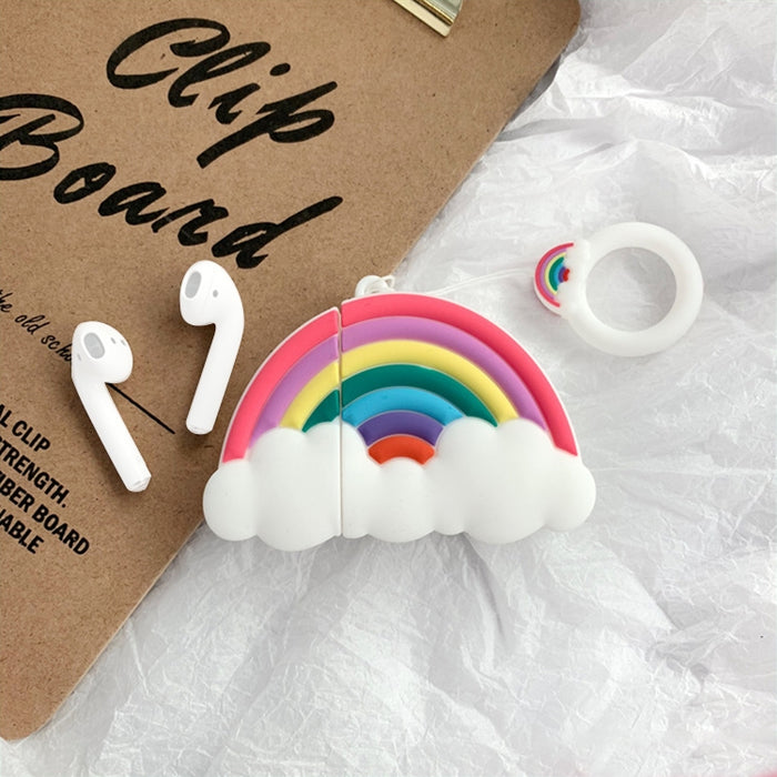 Funda protectora de silicona arcoíris multicolor a prueba de golpes para auriculares inalámbricos para Apple AirPods 1/2