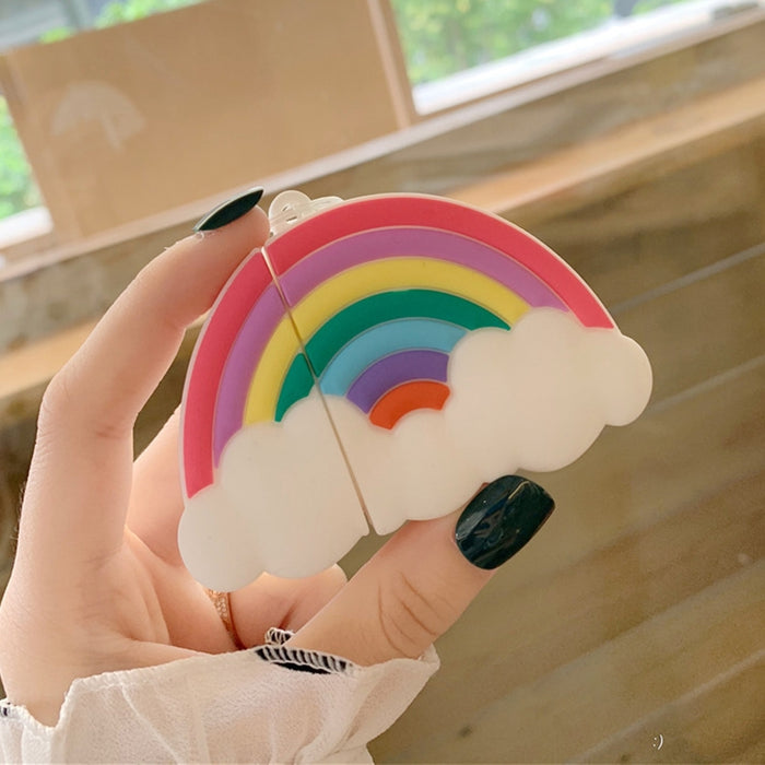 Funda protectora de silicona arcoíris multicolor a prueba de golpes para auriculares inalámbricos para Apple AirPods 1/2