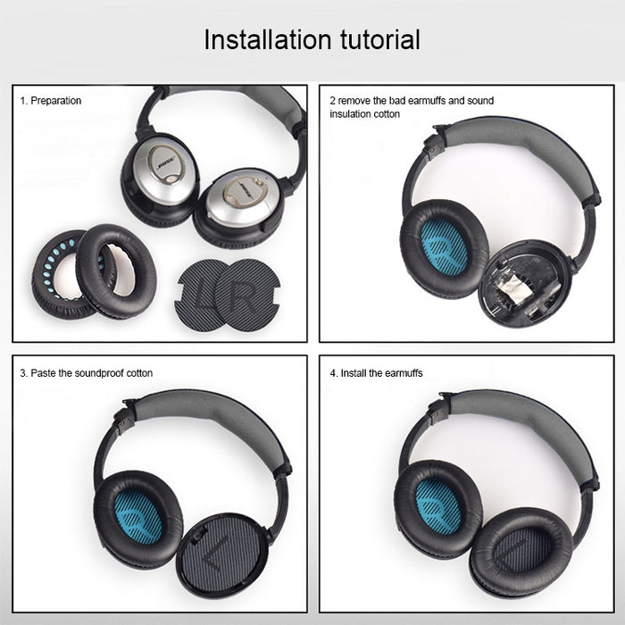 1 par de chaquetas suaves para auriculares con aislamiento acústico de algodón para BOSE QC2 / QC15 / AE2 / QC25