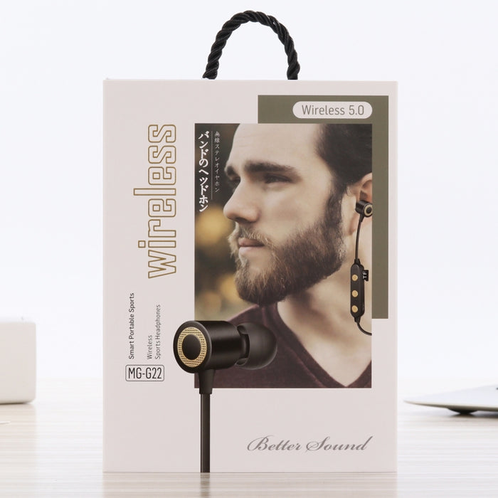 Auriculares Bluetooth V5.0 Bluetooth de absorción magnética deportivos portátiles MG-G22, tarjeta TF de soporte