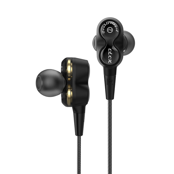 D12 1,2 m con cable en la oreja Interfaz de 3,5 mm Auriculares estéreo HIFI controlados por cable Bucle de movimiento dual Juego para correr Auriculares con música con embalaje