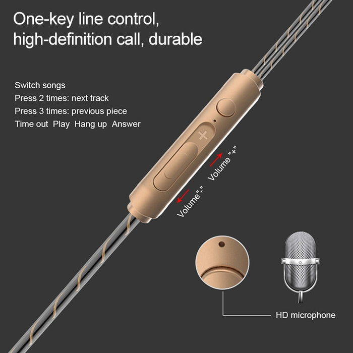 D12 1,2 m con cable en la oreja Interfaz de 3,5 mm Auriculares estéreo HIFI controlados por cable Bucle de movimiento dual Juego para correr Auriculares con música con embalaje