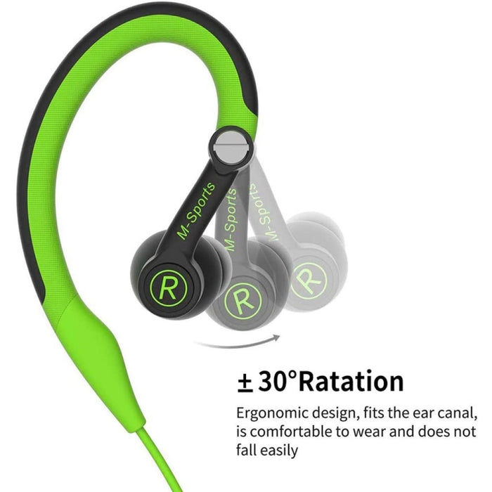 Mucro MB-232 Auriculares estéreo con cable y gancho para la oreja deportivos intrauditivos para correr y gimnasio