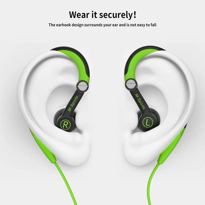 Mucro MB-232 Auriculares estéreo con cable y gancho para la oreja deportivos intrauditivos para correr y gimnasio