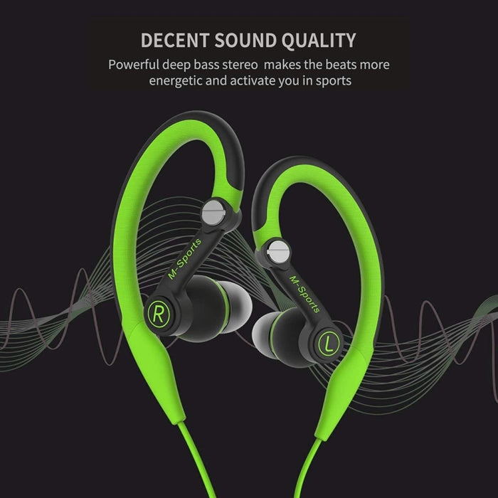 Mucro MB-232 Auriculares estéreo con cable y gancho para la oreja deportivos intrauditivos para correr y gimnasio