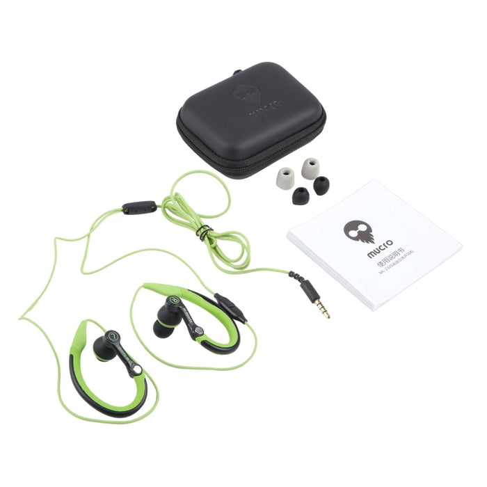 Mucro MB-232 Auriculares estéreo con cable y gancho para la oreja deportivos intrauditivos para correr y gimnasio