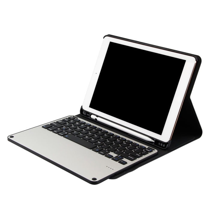 3018 Teclado desmontable de aleación de aluminio Bluetooth 3.0 + Funda de cuero con textura de tela de imitación para tableta para iPad Air / Air 2 / iPad Pro de 9,7 pulgadas, con función de suspensión / repelente al agua