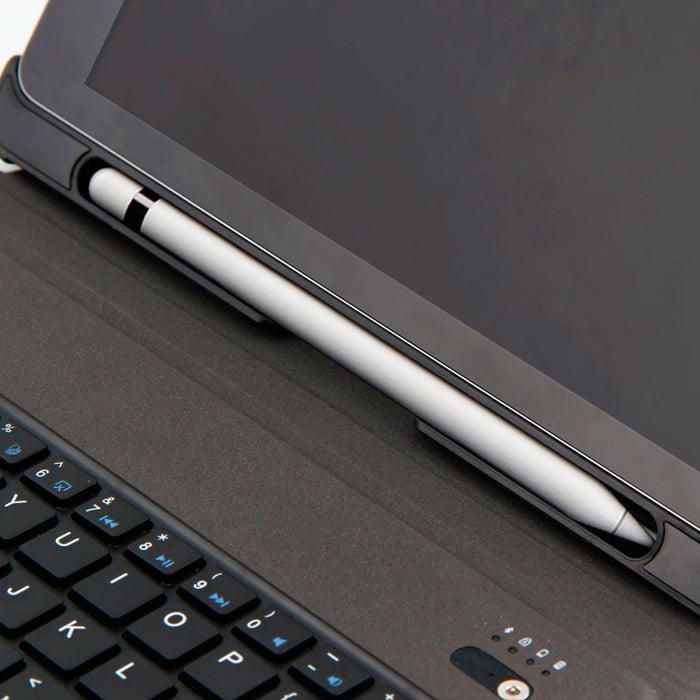 T-201 Teclado ultrafino Bluetooth 3.0 desmontable + Funda para tableta de cuero con textura de piel de cordero para iPad Air / Air 2 / iPad Pro de 9,7 pulgadas, compatible con ajuste de múltiples ángulos