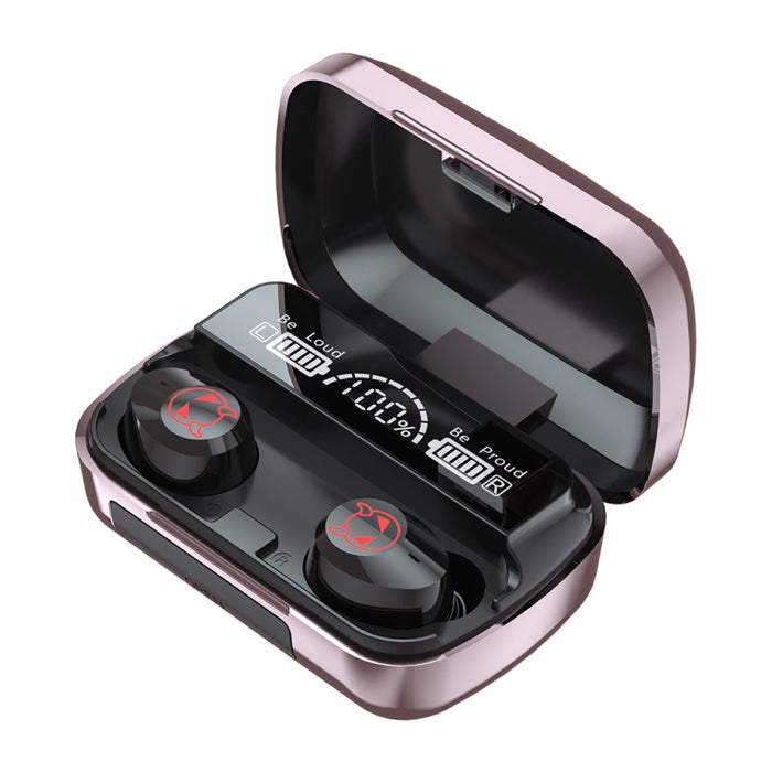 Auricular Bluetooth táctil inteligente con reducción de ruido M23 Little Devil Pattern con pantalla de batería de tres pantallas y caja de carga de espejo, compatible con llamadas HD y Siri