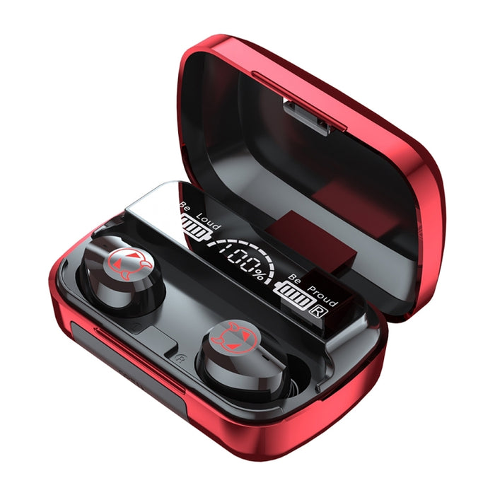 Auricular Bluetooth táctil inteligente con reducción de ruido M23 Little Devil Pattern con pantalla de batería de tres pantallas y caja de carga de espejo, compatible con llamadas HD y Siri