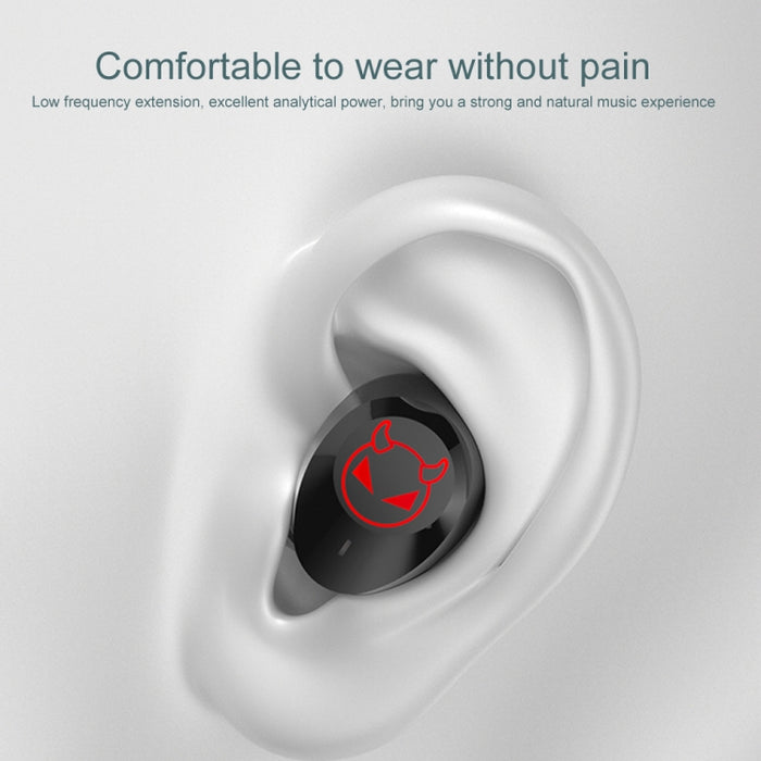 Auricular Bluetooth táctil inteligente con reducción de ruido M23 Little Devil Pattern con pantalla de batería de tres pantallas y caja de carga de espejo, compatible con llamadas HD y Siri
