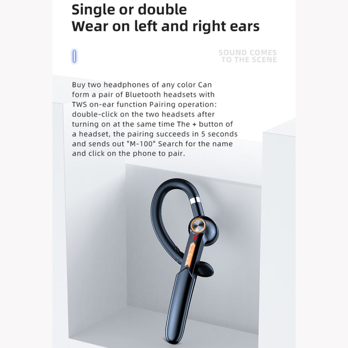 ME-100 TWS Negocios Giratorio Universal Verdadero Estéreo Versión 5.0 Auriculares Bluetooth In-Ear Colgantes