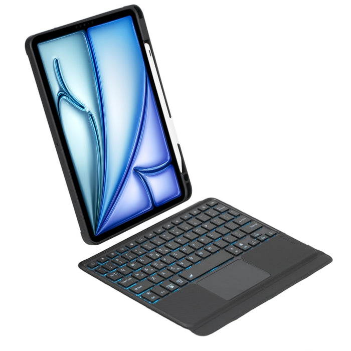 T11B-AS Funda para teclado Bluetooth táctil retroiluminada giratoria desmontable para iPad Air 11 2024 / Air 5 / Air 4 10,9 / Pro 11 2022 2021 2020 2018, For iPad Air 11 2025 / Air 11 2024 / Air 5 / Air 4 10.9 / Pro 11 2022 2021 2020 2018