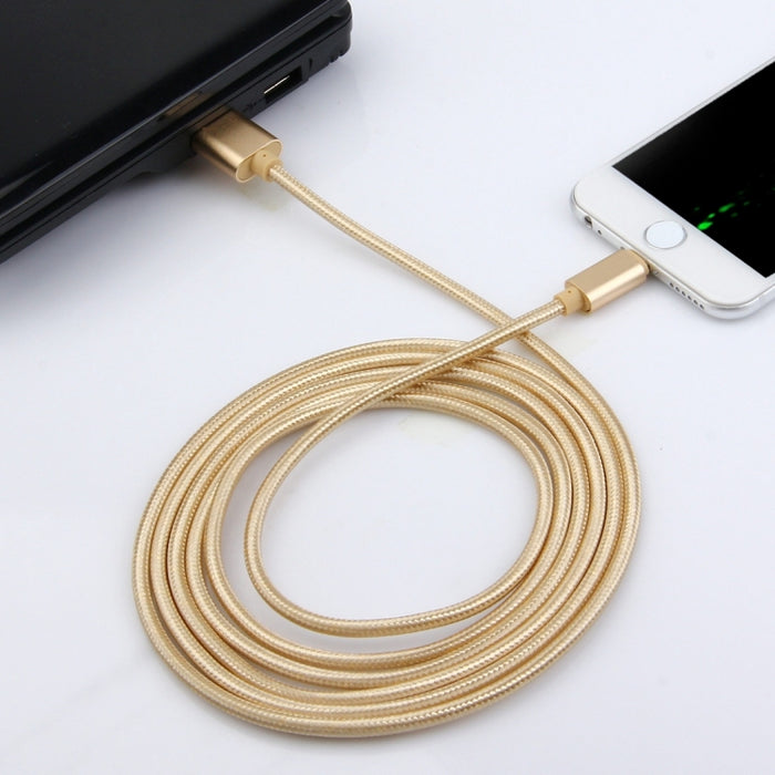 Cabeza de metal de estilo tejido de 2 m, 84 núcleos, 8 pines a cable de datos/cargador USB 2.0