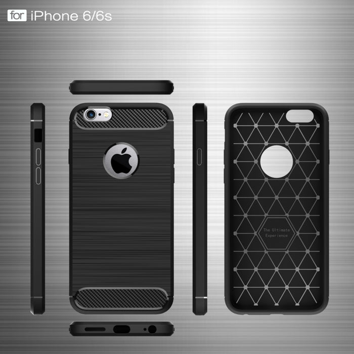 Para iPhone 6 y 6s Funda protectora de armadura resistente de fibra de textura cepillada TPU