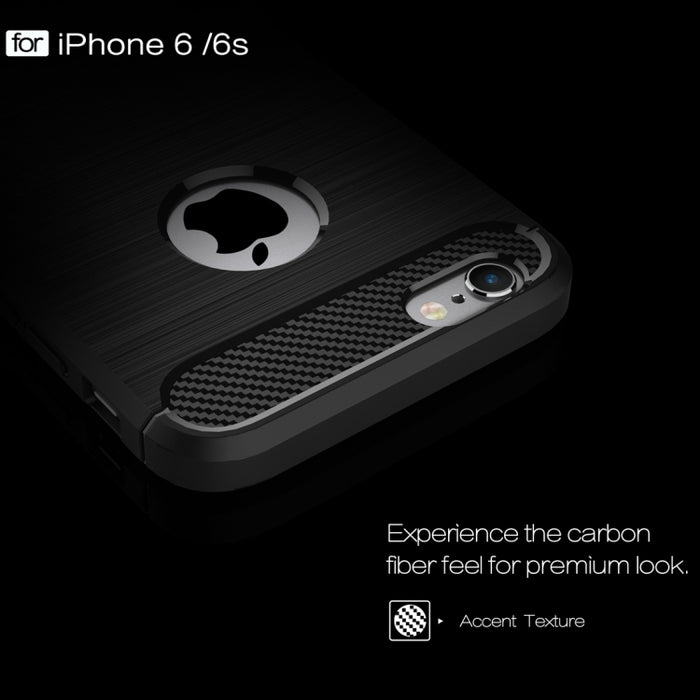 Para iPhone 6 y 6s Funda protectora de armadura resistente de fibra de textura cepillada TPU