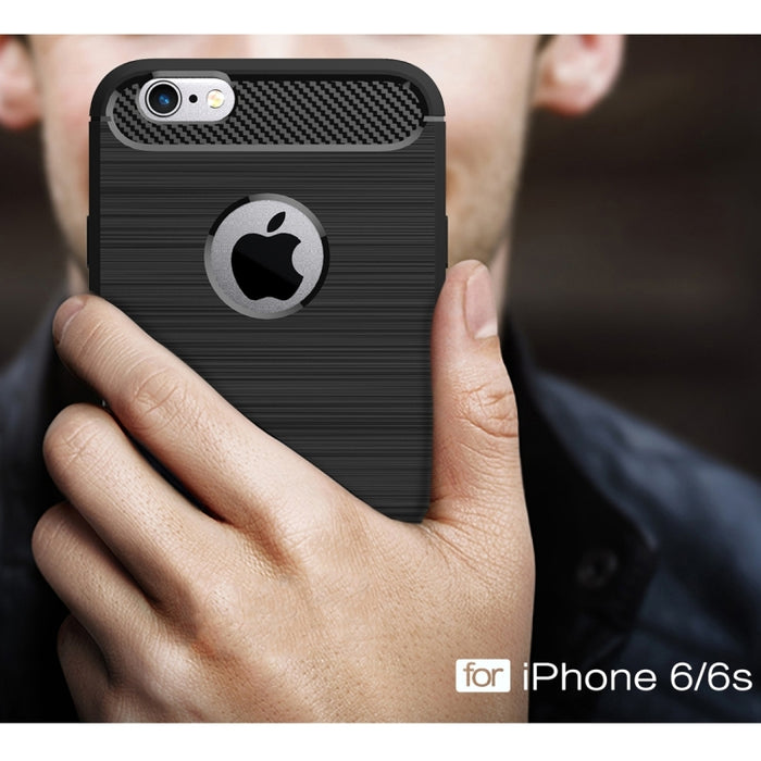 Para iPhone 6 y 6s Funda protectora de armadura resistente de fibra de textura cepillada TPU