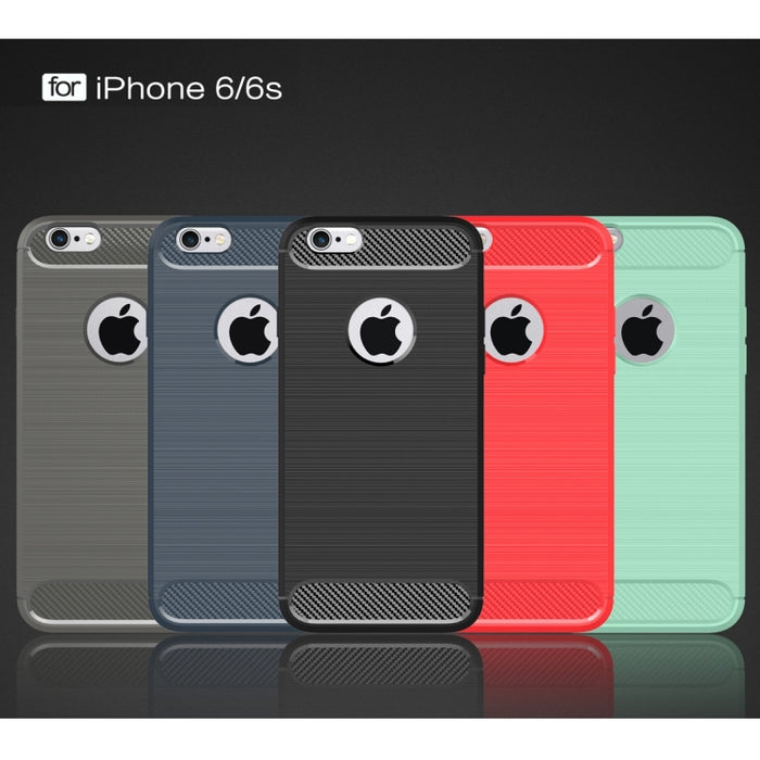 Para iPhone 6 y 6s Funda protectora de armadura resistente de fibra de textura cepillada TPU