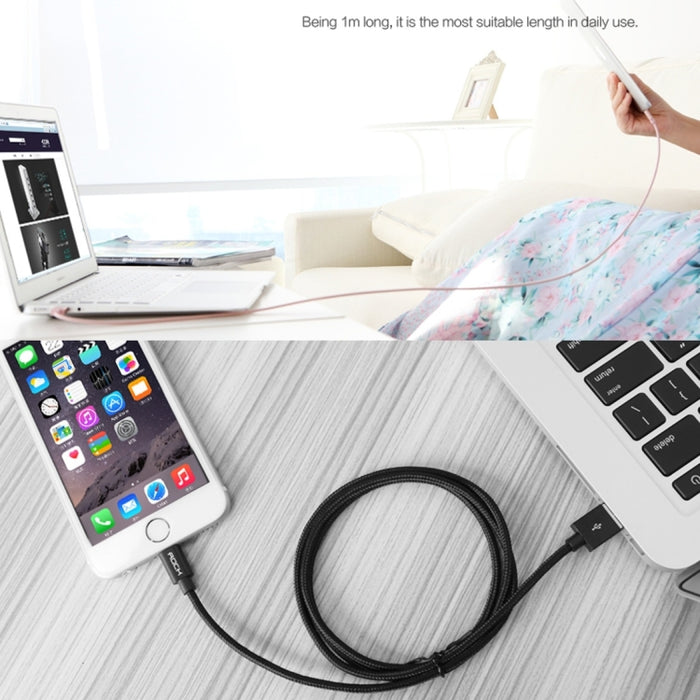 Cable de datos/cargador USB con cabezal metálico de 8 pines a USB, estilo tejido, 3 m, 3 A