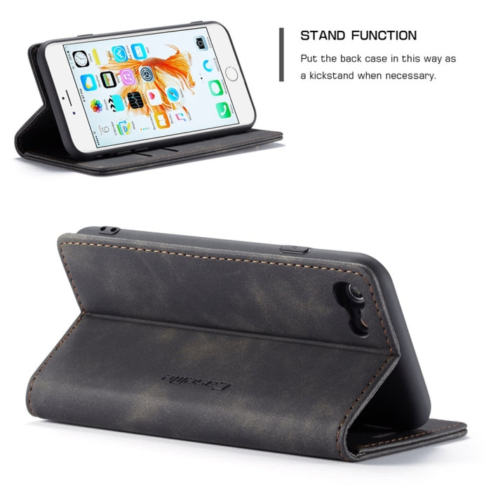 CaseMe-013 Funda de cuero con tapa horizontal esmerilada retro multifuncional para iPhone 6/6s, con ranura para tarjeta, soporte y billetera