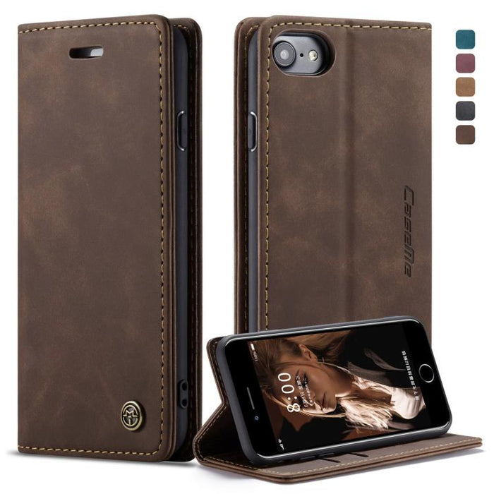 CaseMe-013 Funda de cuero con tapa horizontal esmerilada retro multifuncional para iPhone 6/6s, con ranura para tarjeta, soporte y billetera