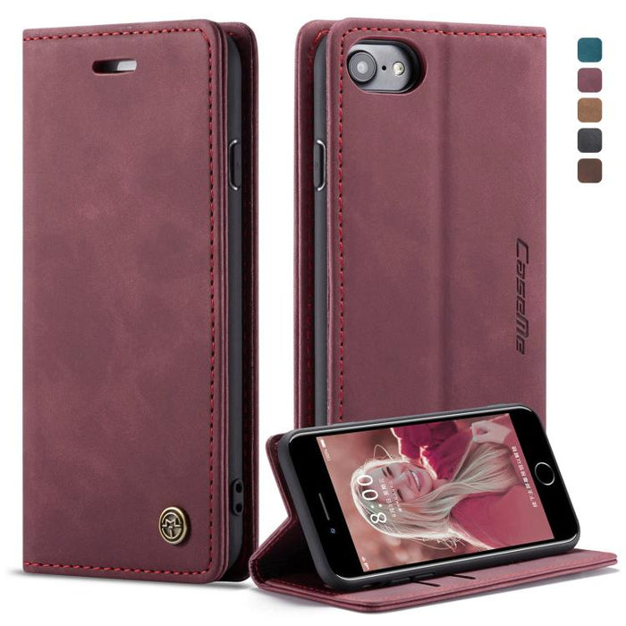 CaseMe-013 Funda de cuero con tapa horizontal esmerilada retro multifuncional para iPhone 6/6s, con ranura para tarjeta, soporte y billetera