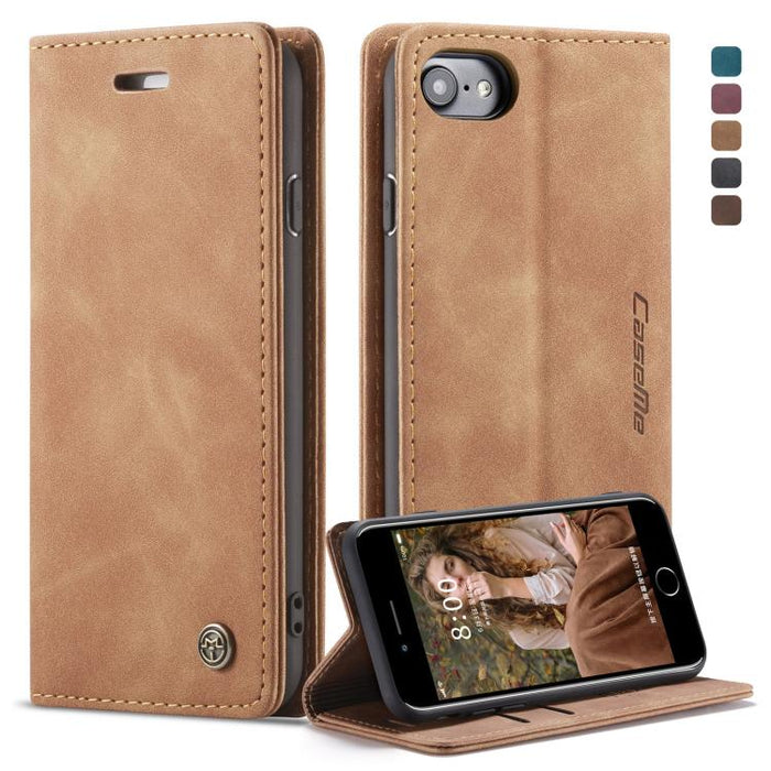 CaseMe-013 Funda de cuero con tapa horizontal esmerilada retro multifuncional para iPhone 6/6s, con ranura para tarjeta, soporte y billetera