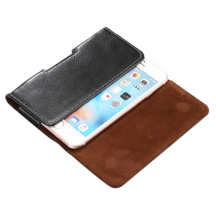 Funda de cuero genuino / riñonera con tapa vertical con textura de litchi de 4,8 pulgadas con férula trasera giratoria para iPhone 7 y 6s y 6, Galaxy S4, Xiaomi Redmi 3 y 3X, etc.