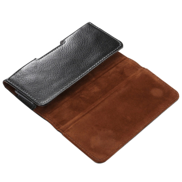 Funda de cuero genuino / riñonera con tapa vertical con textura de litchi de 4,8 pulgadas con férula trasera giratoria para iPhone 7 y 6s y 6, Galaxy S4, Xiaomi Redmi 3 y 3X, etc.