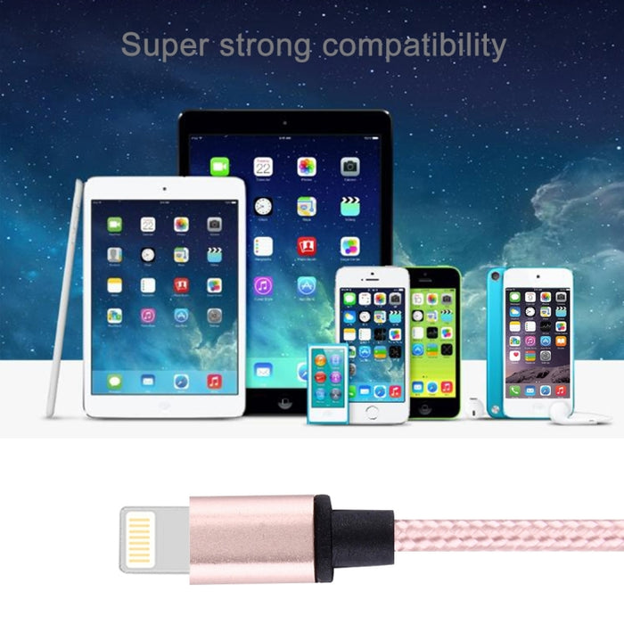 Cable de carga/datos USB 2.0 con cabeza de metal de estilo tejido de 1 m, 58 núcleos, 8 pines