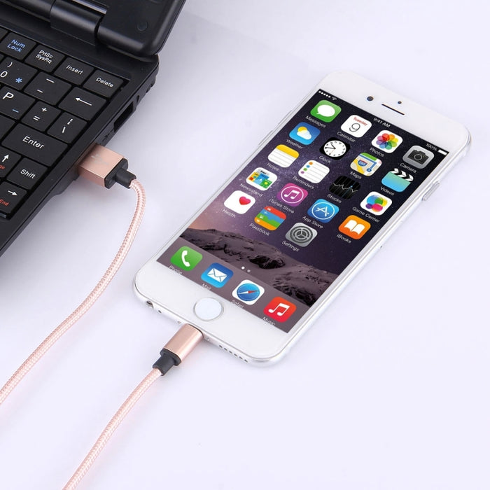Cable de carga/datos USB 2.0 con cabeza de metal de estilo tejido de 1 m, 58 núcleos, 8 pines