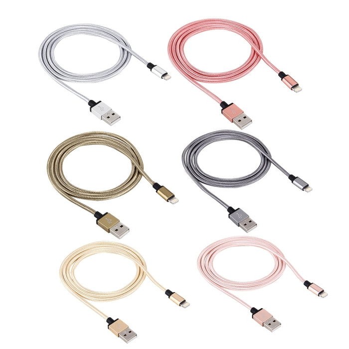 Cable de carga/datos USB 2.0 con cabeza de metal de estilo tejido de 1 m, 58 núcleos, 8 pines