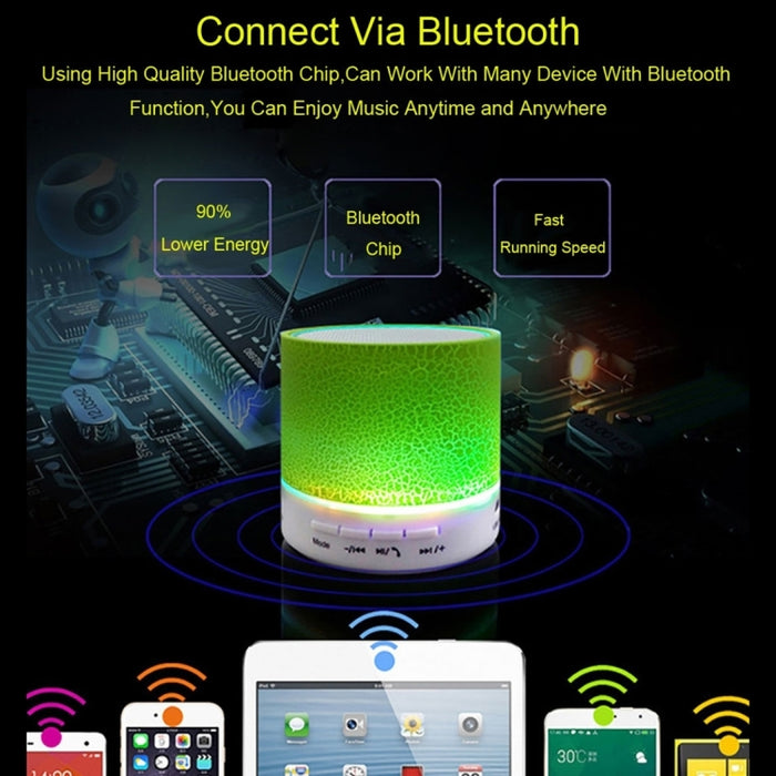 Mini altavoz estéreo Bluetooth portátil A9 con luz LED, micrófono incorporado, compatible con llamadas manos libres y tarjeta TF