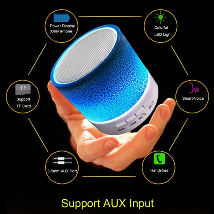 Mini altavoz estéreo Bluetooth portátil A9 con luz LED, micrófono incorporado, compatible con llamadas manos libres y tarjeta TF