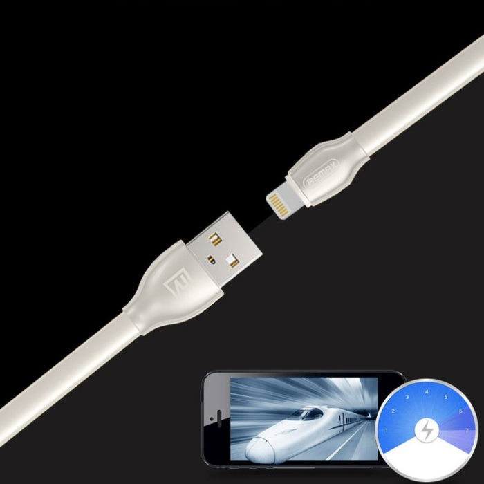 REMAX RC-035i Laser Series 1m 2.1A Cable cargador de sincronización de datos de 8 pines a USB con indicador LED
