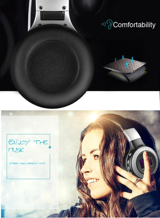 Zealot B19 Auriculares de música estéreo Bluetooth con diadema plegable y pantalla para iPhone, Galaxy, Huawei, Xiaomi, LG, HTC y otros teléfonos inteligentes