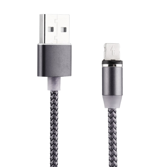 Cable de carga magnético estilo tejido de 8 pines a USB 2.0 con rotación de 360 grados y indicador LED, longitud del cable: 1 m