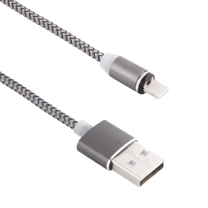 Cable de carga magnético estilo tejido de 8 pines a USB 2.0 con rotación de 360 grados y indicador LED, longitud del cable: 1 m