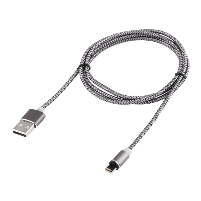 Cable de carga magnético estilo tejido de 8 pines a USB 2.0 con rotación de 360 grados y indicador LED, longitud del cable: 1 m