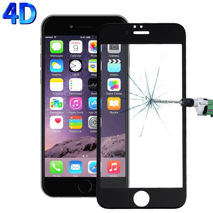 Para iPhone 6 y 6s 0,26 mm 9H Dureza de la superficie 4D Curverd Arc Película de pantalla completa de vidrio templado con pantalla de seda HD a prueba de explosiones
