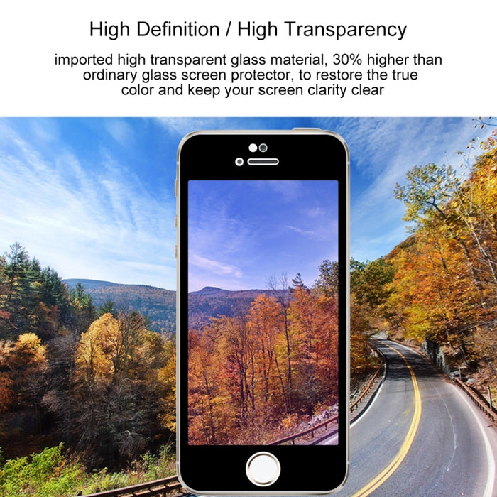 Película de vidrio templado de rayos púrpuras de pantalla completa antirrayas 9H 10D para iPhone 6 y 6S