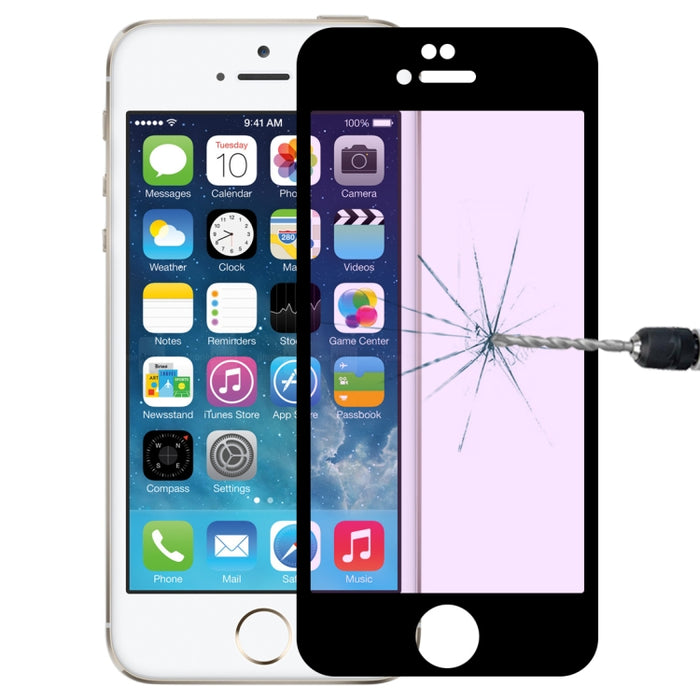 Película de vidrio templado de rayos púrpuras de pantalla completa antirrayas 9H 10D para iPhone 6 y 6S