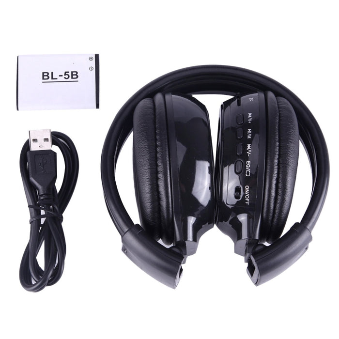 BS-N65 Auriculares inalámbricos estéreo de alta fidelidad plegables con diadema con pantalla LCD, ranura para tarjeta TF, luz indicadora LED y función FM