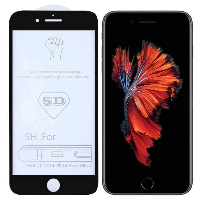 Película de vidrio templado de pantalla completa con pegamento completo 9H 5D para iPhone 6 / 6s