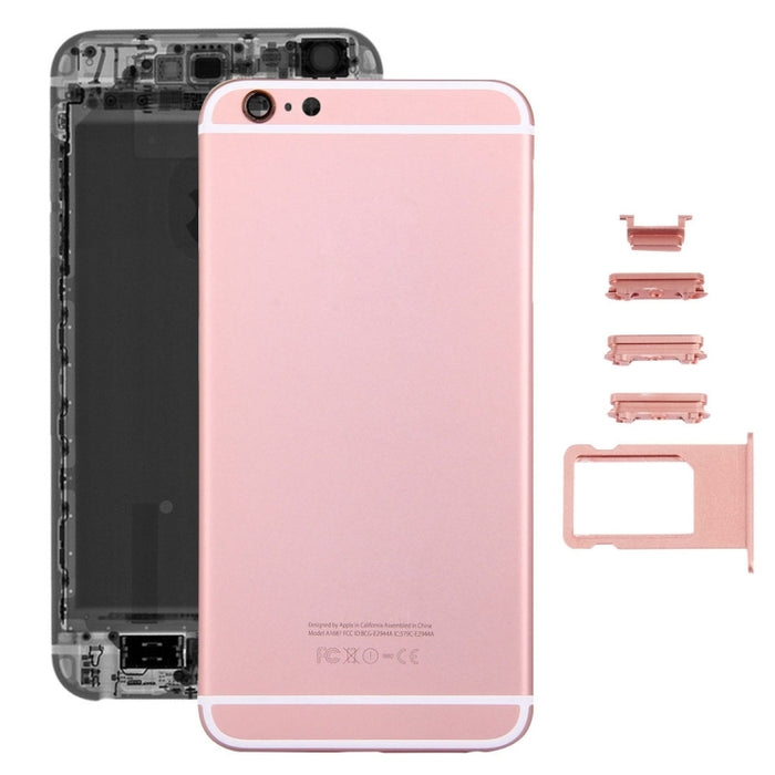 5 en 1 para iPhone 6s Plus (cubierta trasera + bandeja para tarjetas + tecla de control de volumen + botón de encendido + tecla vibradora con interruptor de silencio) Cubierta de carcasa de ensamblaje completo (dorado + negro), For 6s Plus             ...